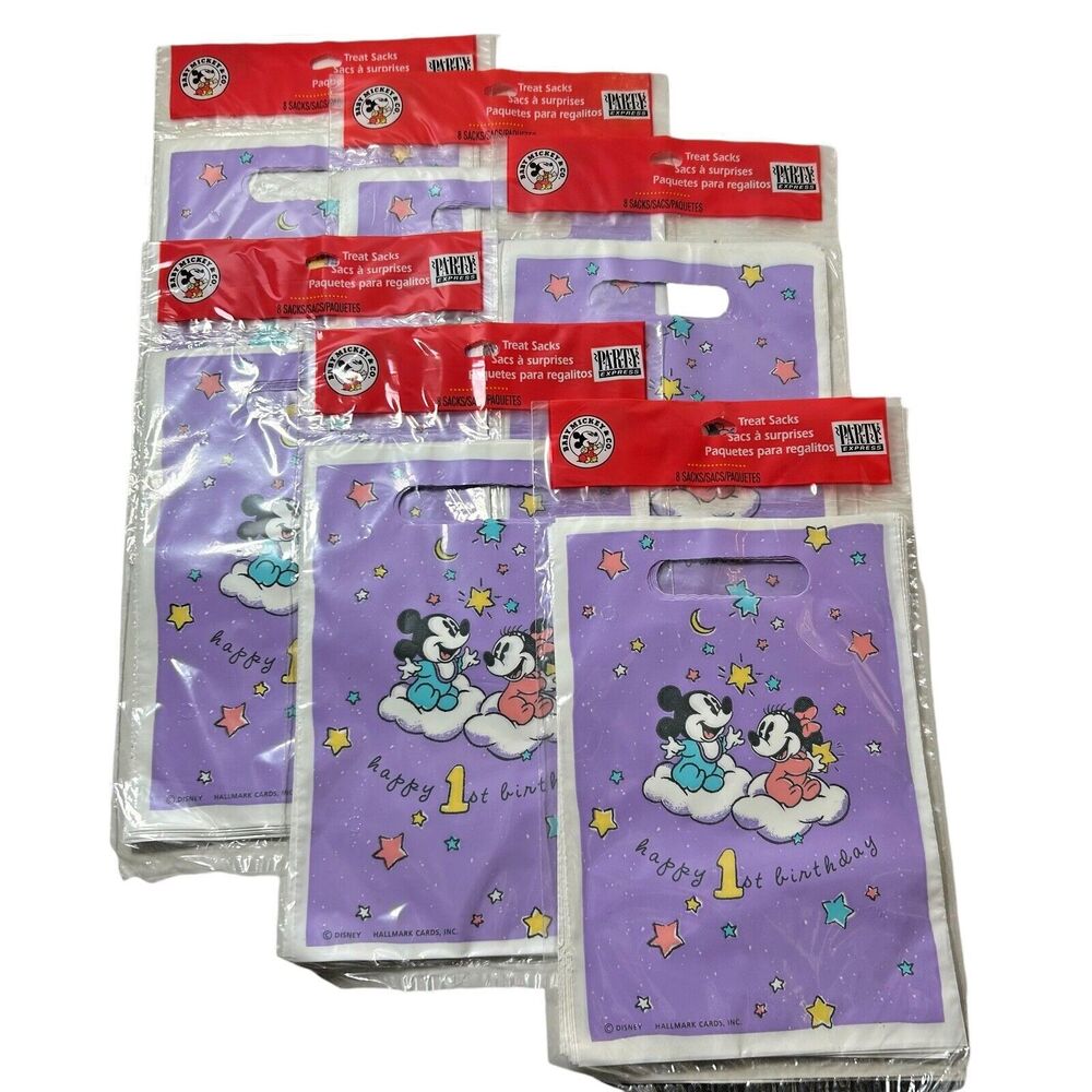 Vtg Baby Mickey Mouse Disney Hallmark Treat Sacks 48 Bag-6 New Sets-1st Birthday